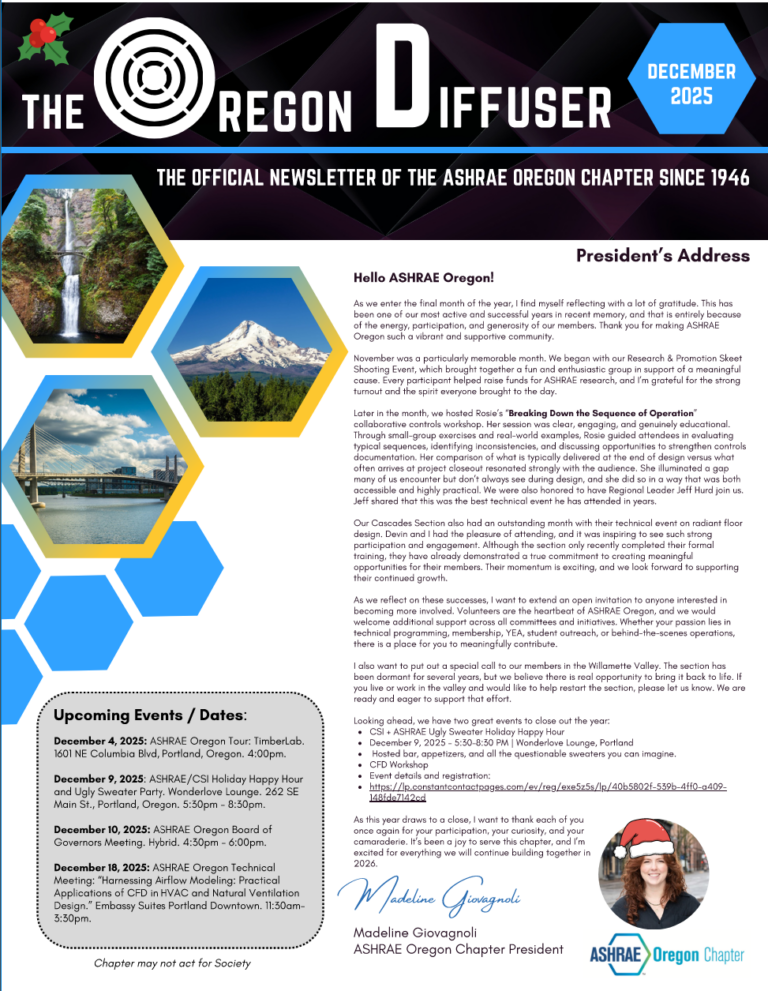 ASHRAE Oregon Newsletter: The Oregon Diffuser - December 2025 - ASHRAE ...